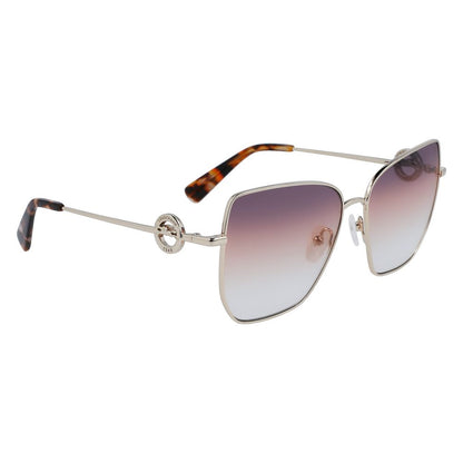 Longchamp Women’s Sunglasses – Golden Metal Frame, Yellow Gradient Lenses