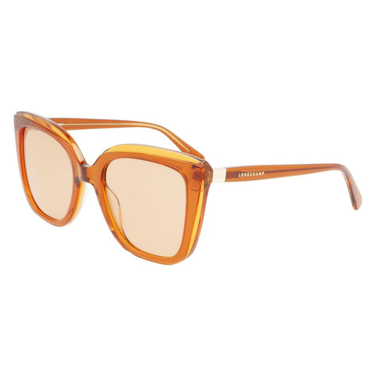Longchamp Women’s Sunglasses – Orange Acetate Frame, Yellow Lenses