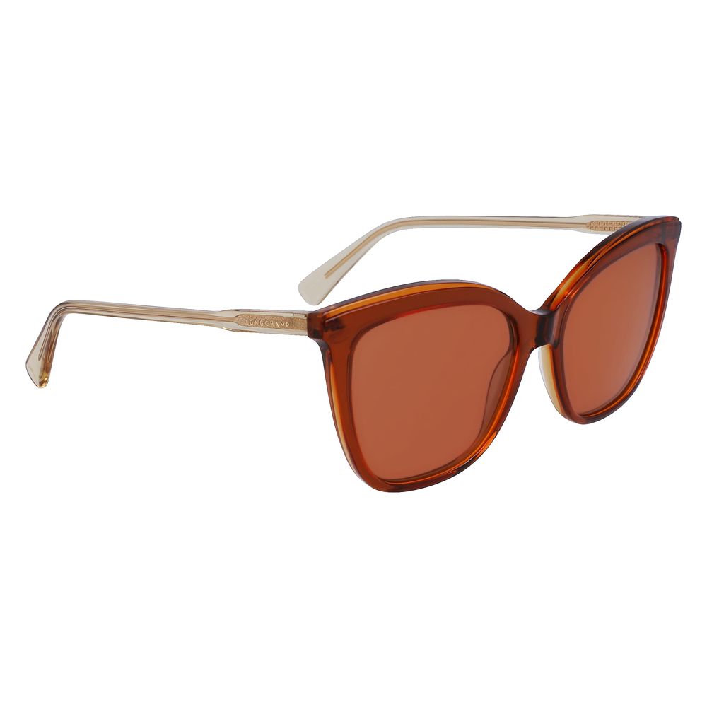 Longchamp Women’s Sunglasses – Yellow Acetate Frame, Brown Lenses