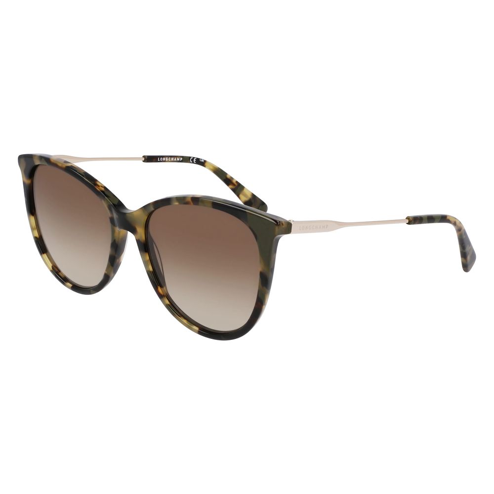 Longchamp Women’s Sunglasses – Brown Acetate Frame, Green Lenses