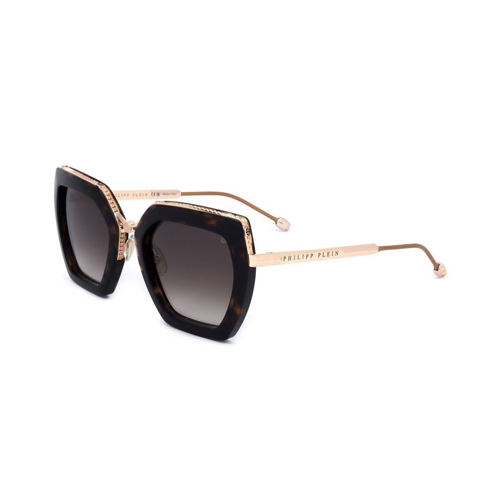 Philipp Plein Women’s Sunglasses – Gold Metal Frame, Brown Lenses