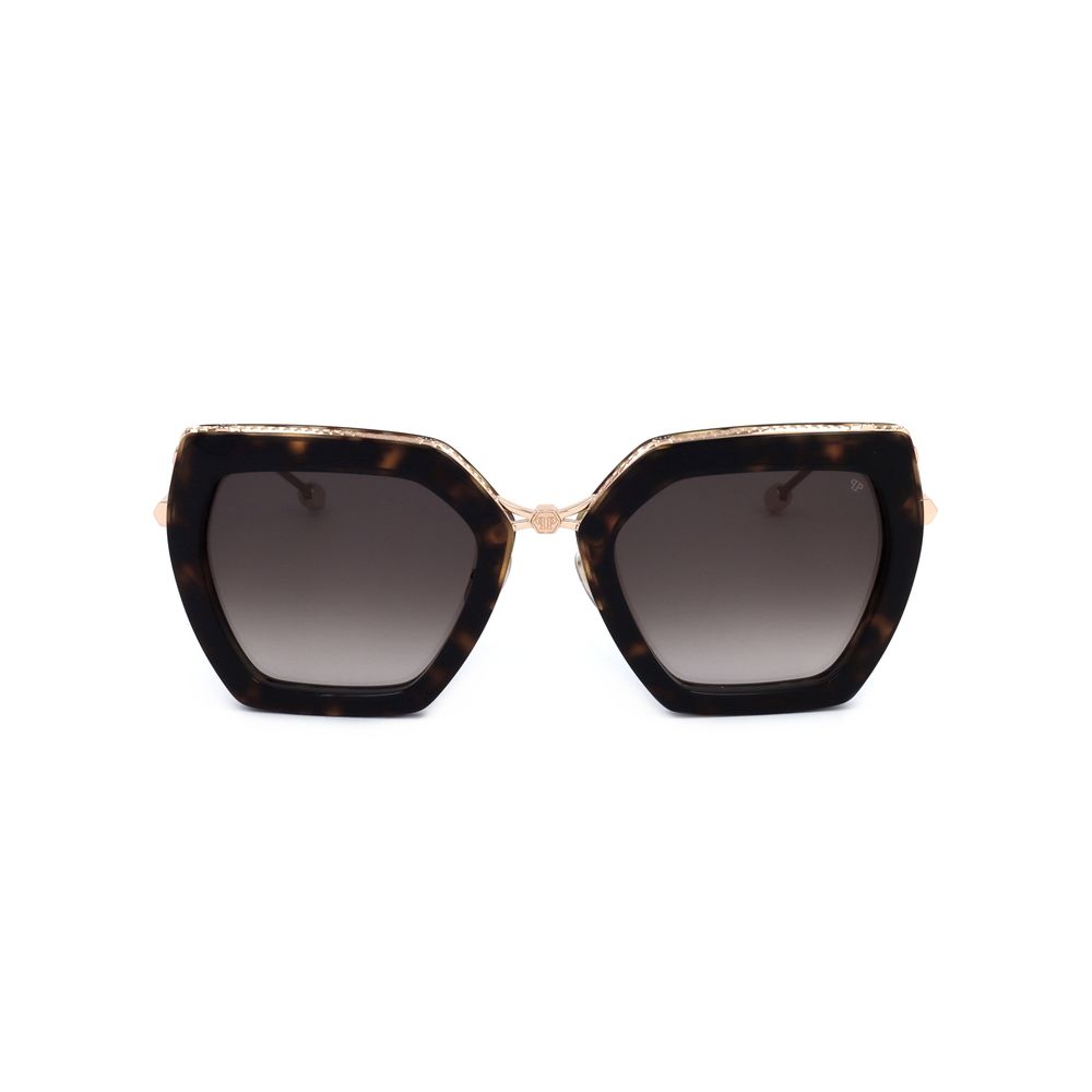 Philipp Plein Women’s Sunglasses – Gold Metal Frame, Brown Lenses