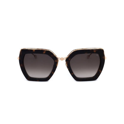 Philipp Plein Women’s Sunglasses – Gold Metal Frame, Brown Lenses
