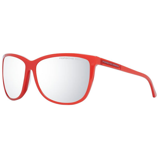 Porsche Design Women’s Sunglasses – Red Acetate Frame, Mirrored Lenses