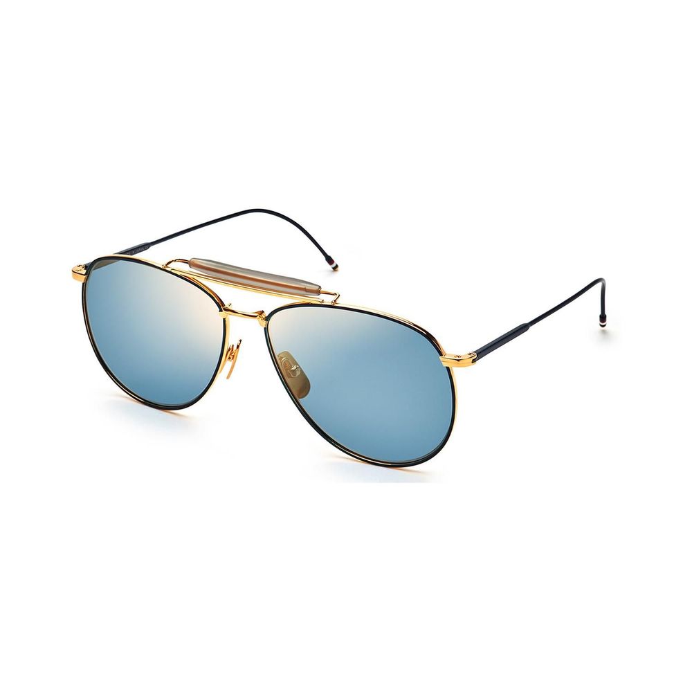 Thom Browne Unisex Sunglasses – Gold Titanium Frame, Blue Gradient Lenses