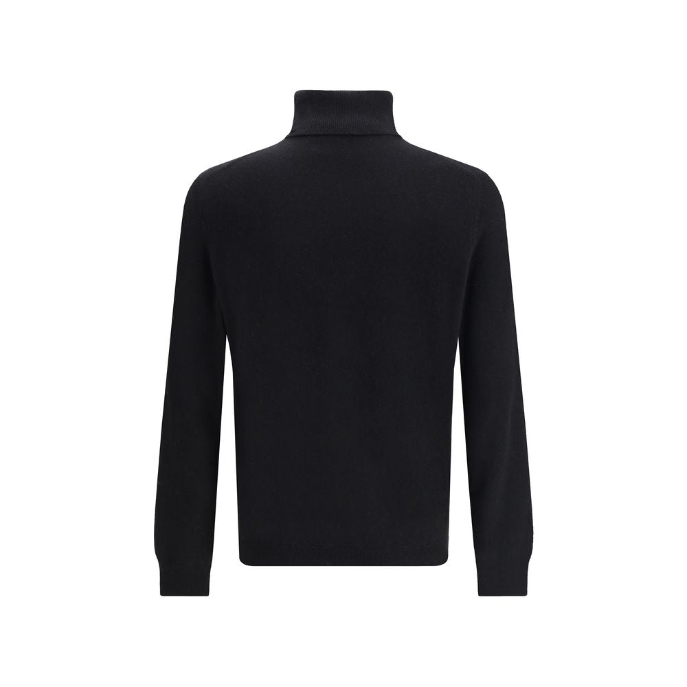 Aragona Cashmere Black Merino Wool Turtleneck Sweater