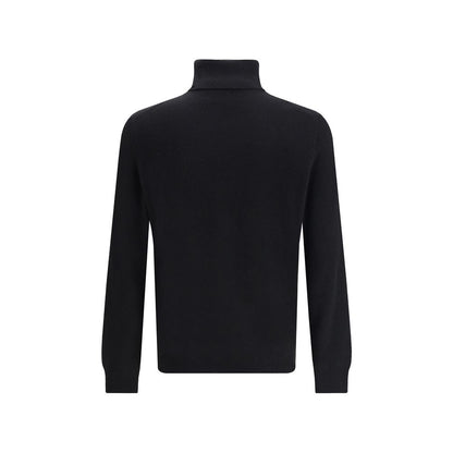 Aragona Cashmere Black Merino Wool Turtleneck Sweater
