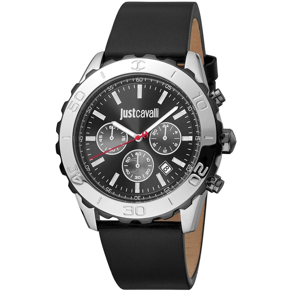 Just Cavalli Black Leather Dress Watch - A Perfect Blend of Style and Functionality