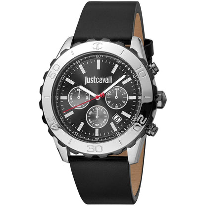 Just Cavalli Black Leather Dress Watch - A Perfect Blend of Style and Functionality
