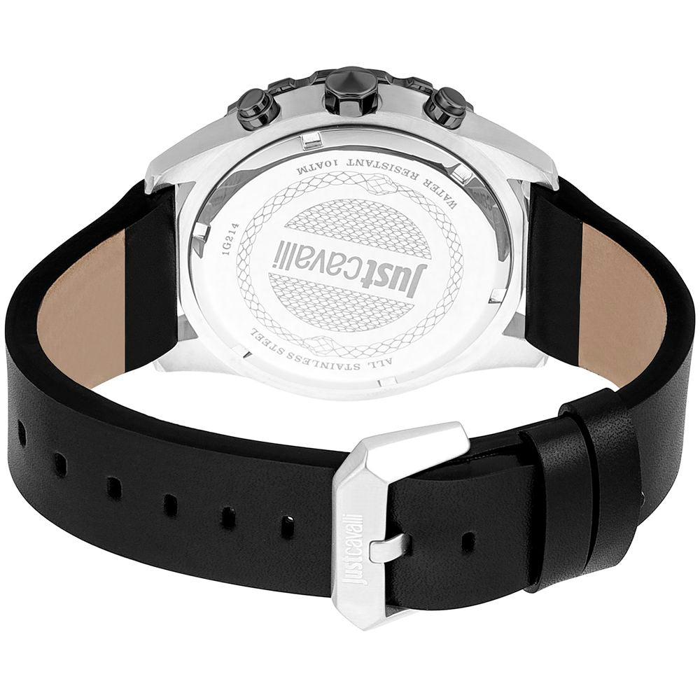 Just Cavalli Black Leather Dress Watch - A Perfect Blend of Style and Functionality