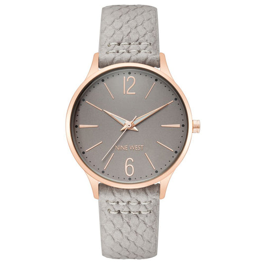 Nine West Gray Leather Dress Watch
