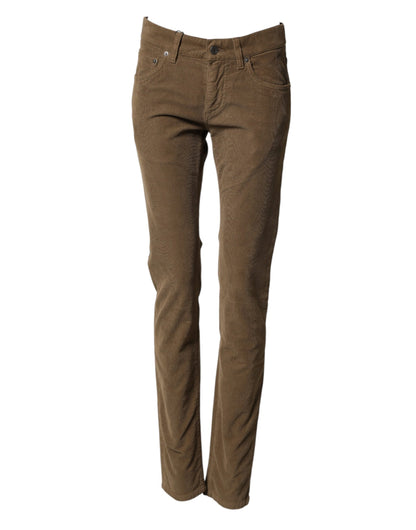 Dolce & Gabbana Brown Cotton Stretch Skinny Men Denim Jeans