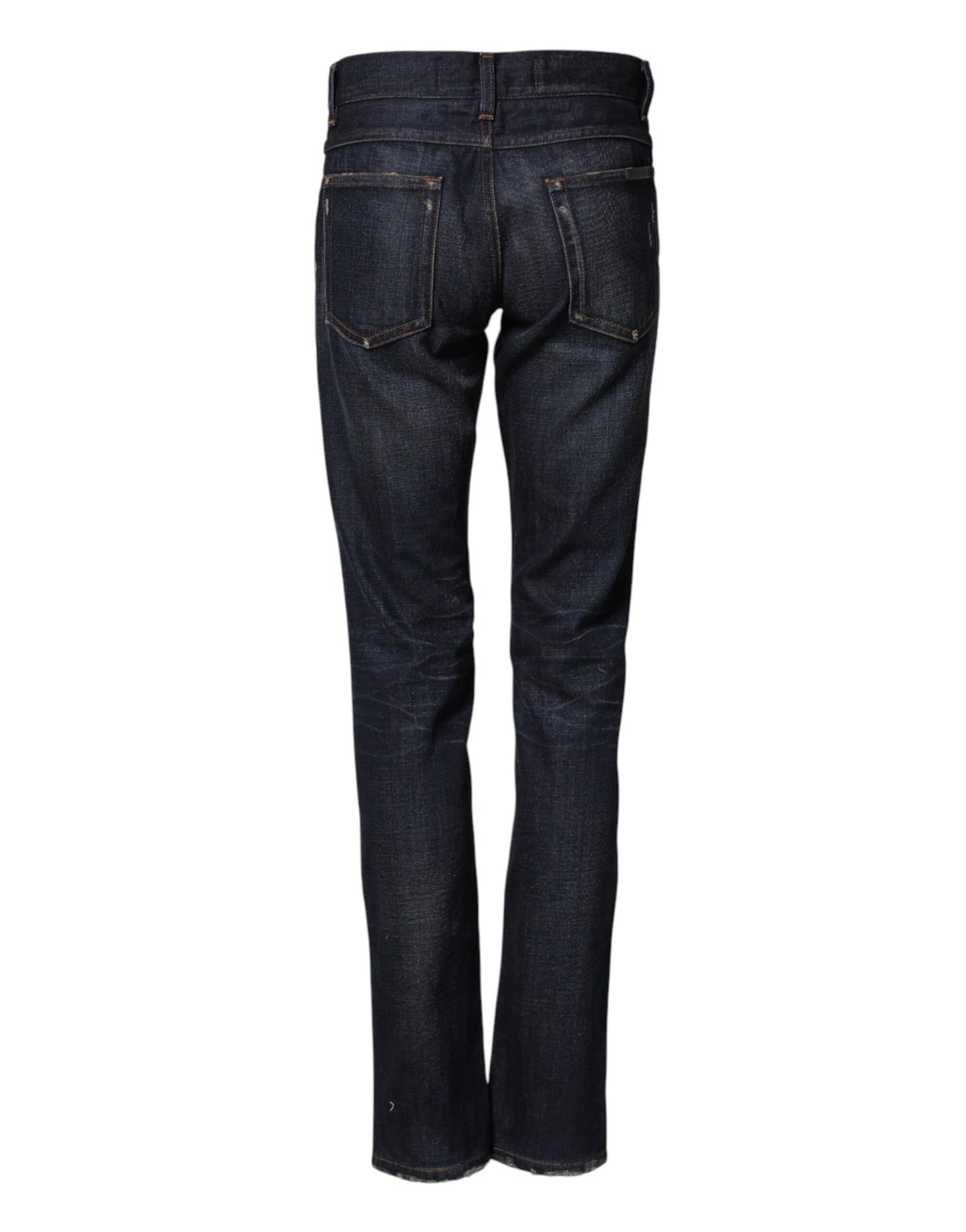 Dolce & Gabbana Dark Blue Skinny Denim Jeans with Watch Detail