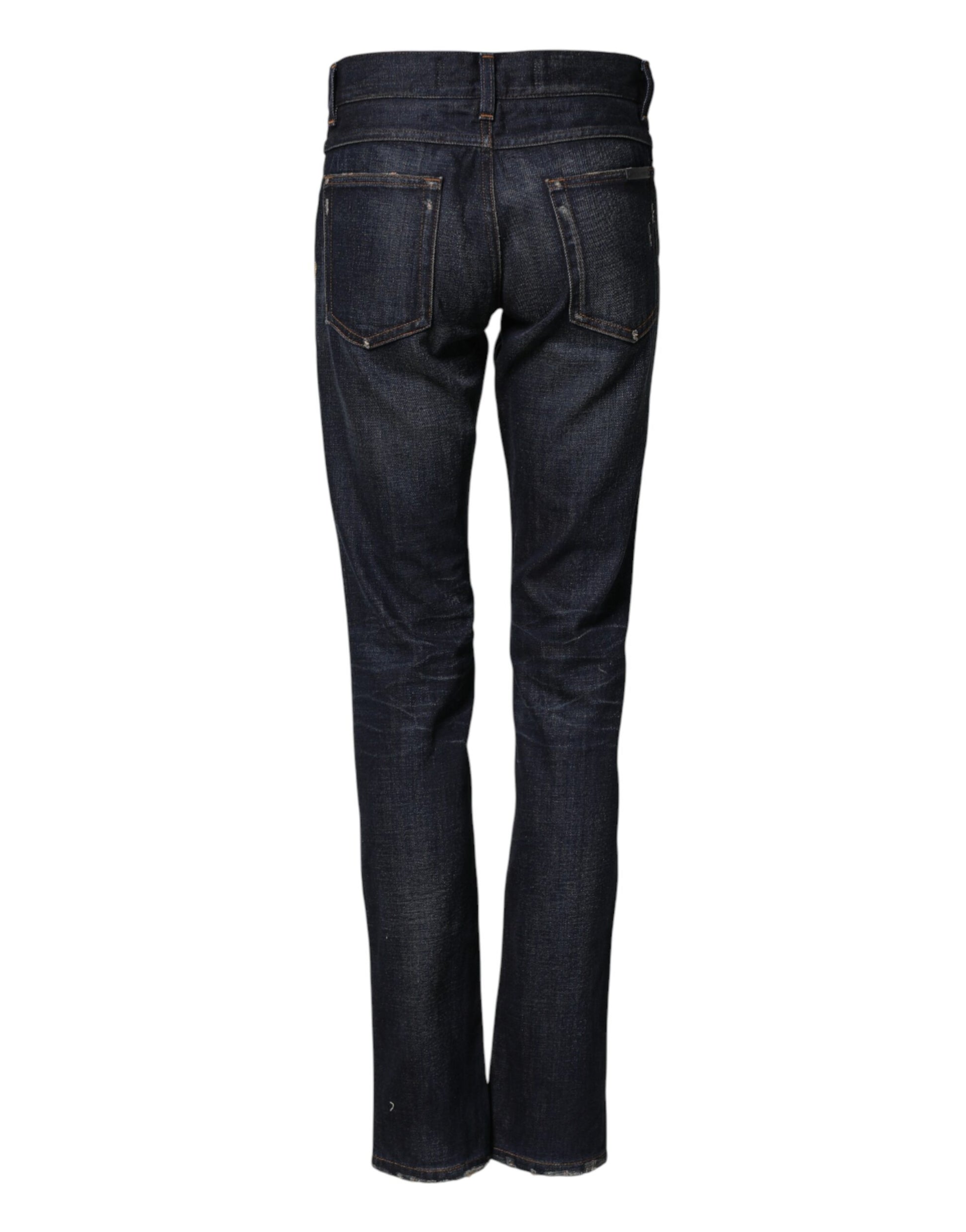 Dolce & Gabbana Dark Blue Skinny Denim Jeans with Watch Detail