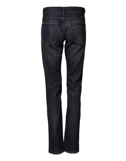 Dolce & Gabbana Dark Blue Skinny Denim Jeans with Watch Detail
