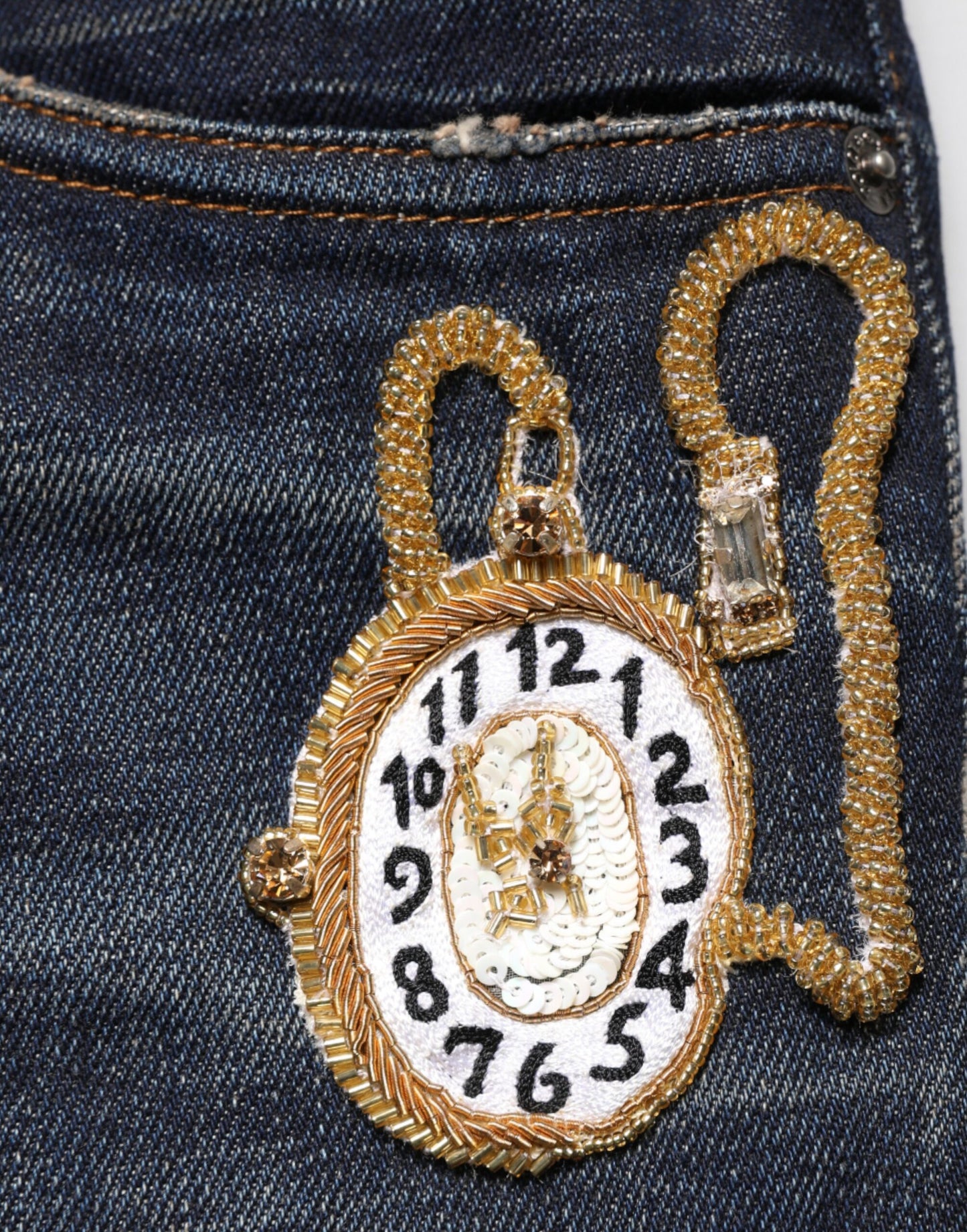 Dolce & Gabbana Dark Blue Skinny Denim Jeans with Watch Detail