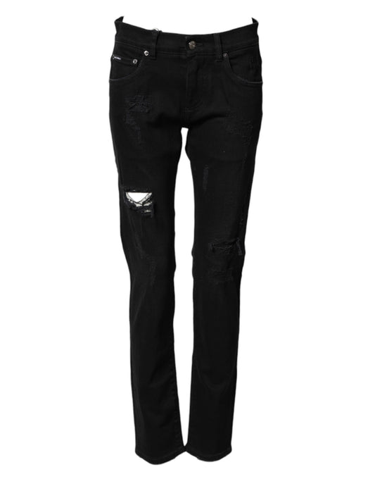 Dolce & Gabbana Black Tattered Skinny Denim Jeans