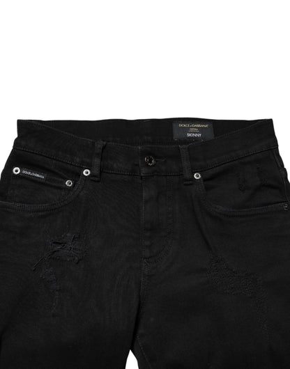 Dolce & Gabbana Black Tattered Skinny Denim Jeans