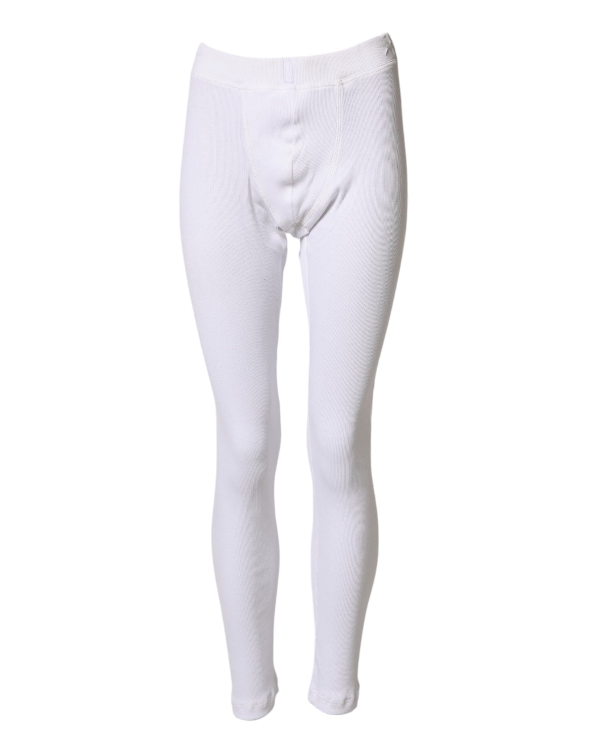 Dolce & Gabbana White Cotton Mid Waist Leggings