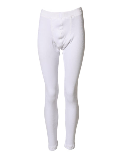 Dolce & Gabbana White Cotton Mid Waist Leggings