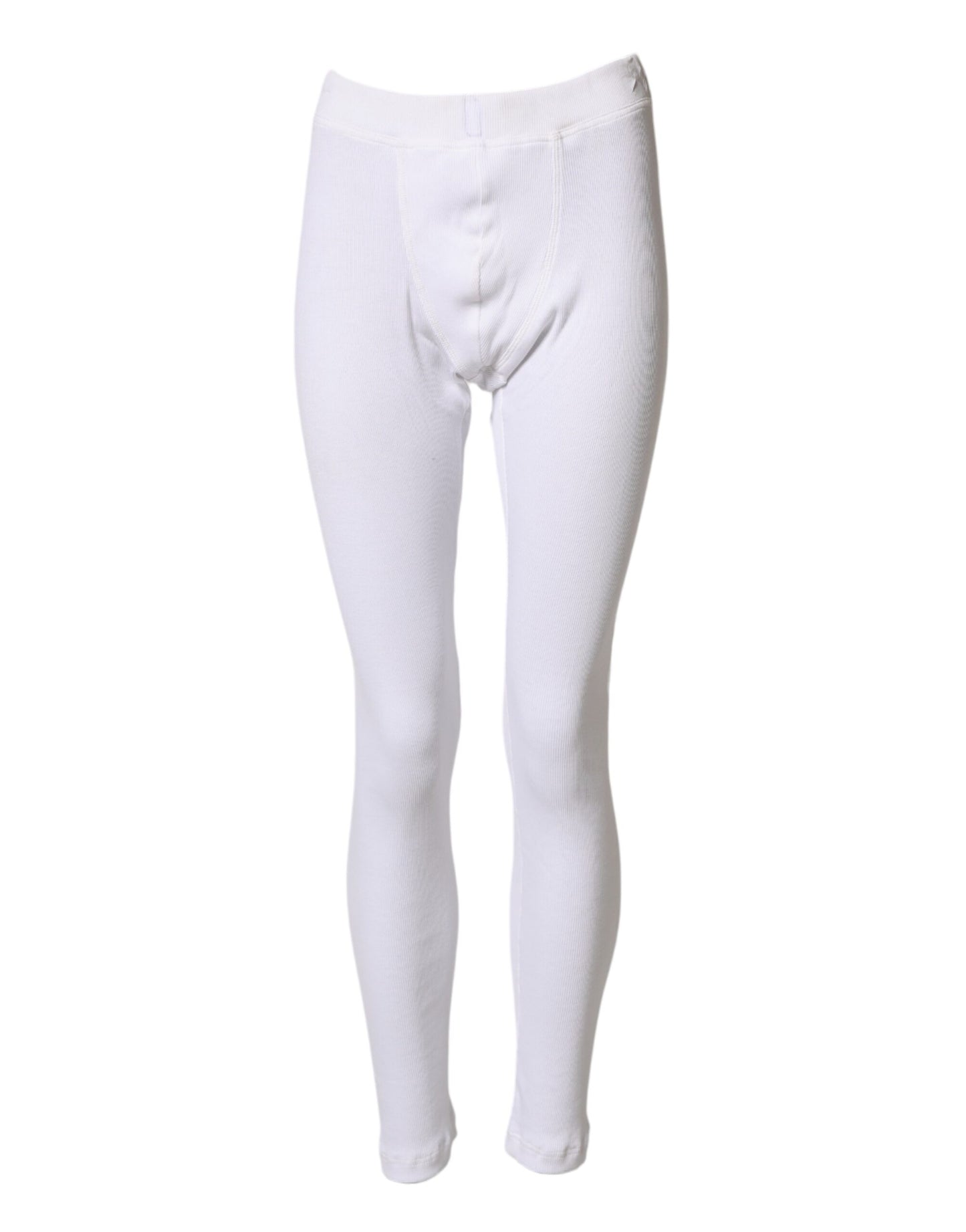 Dolce & Gabbana White Cotton Mid Waist Leggings