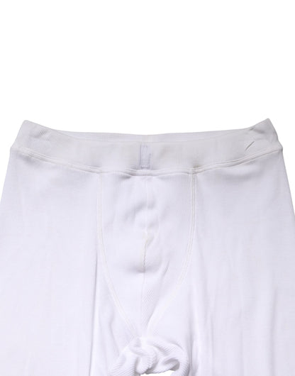 Dolce & Gabbana White Cotton Mid Waist Leggings