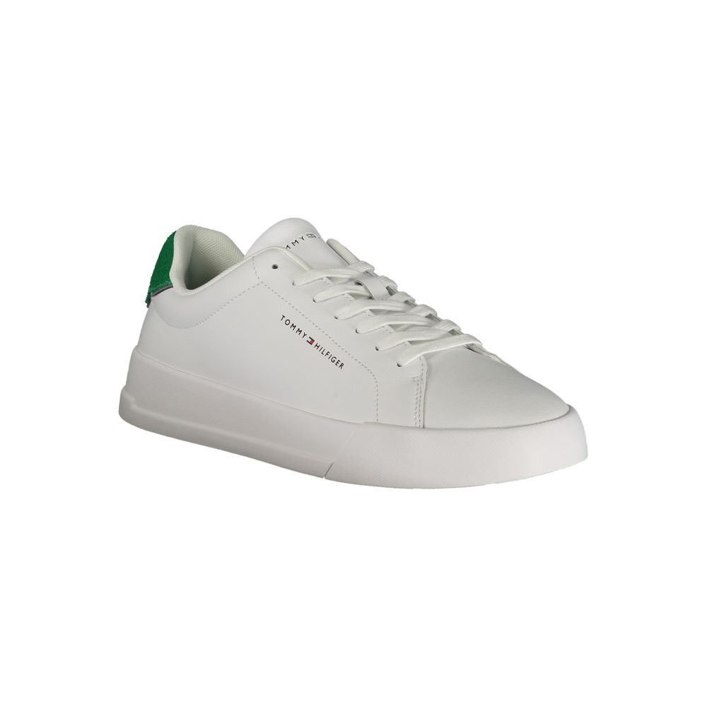 Tommy Hilfiger White Polyester Sneaker with Green Accents