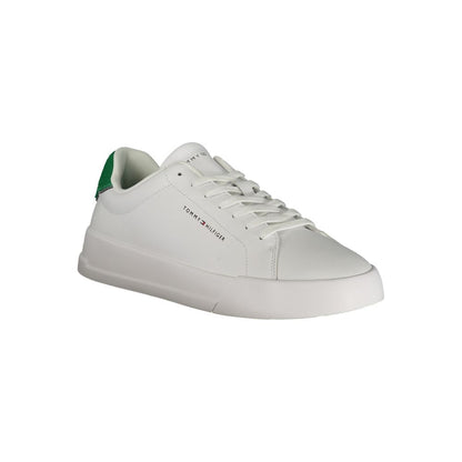 Tommy Hilfiger White Polyester Sneaker with Green Accents