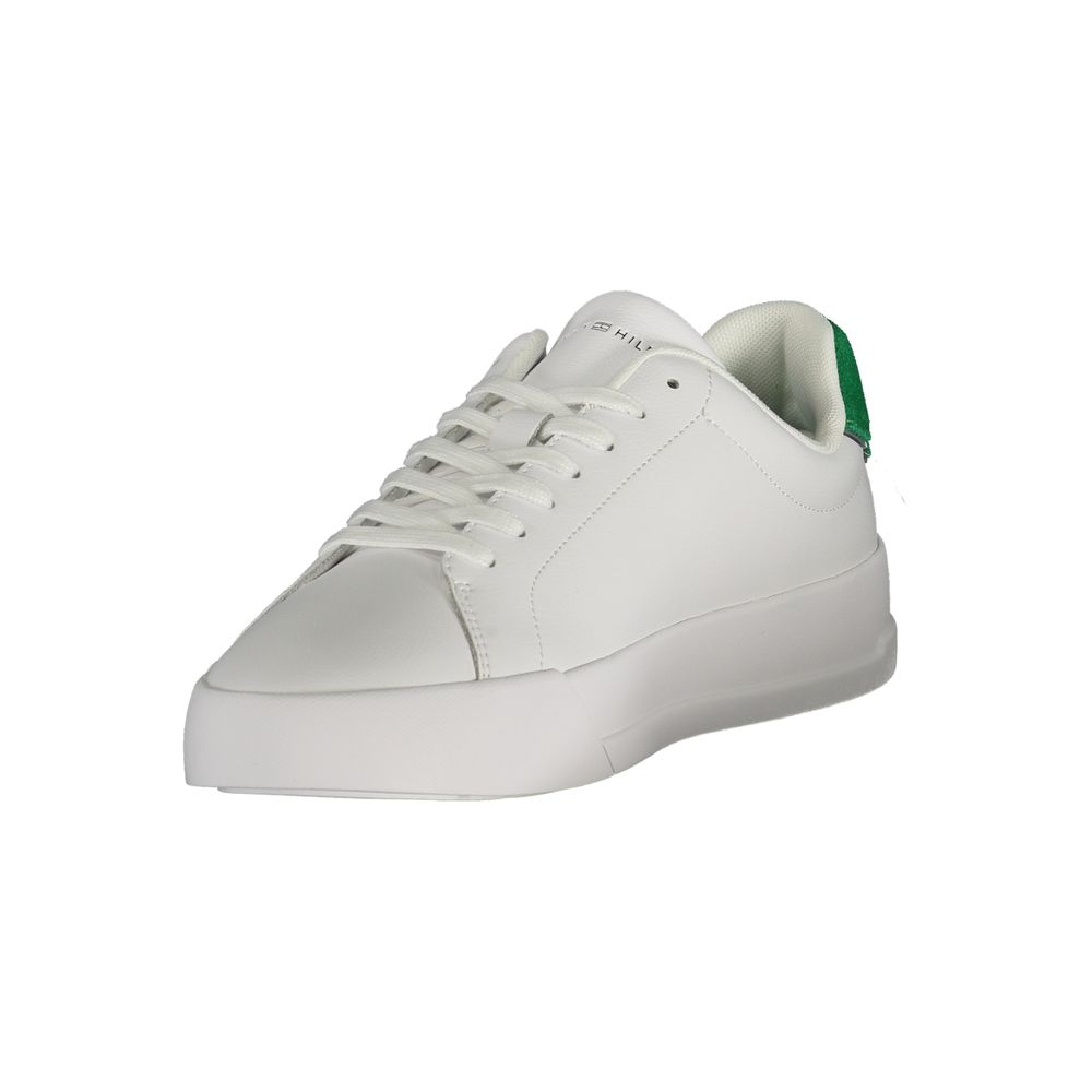 Tommy Hilfiger White Polyester Sneaker with Green Accents