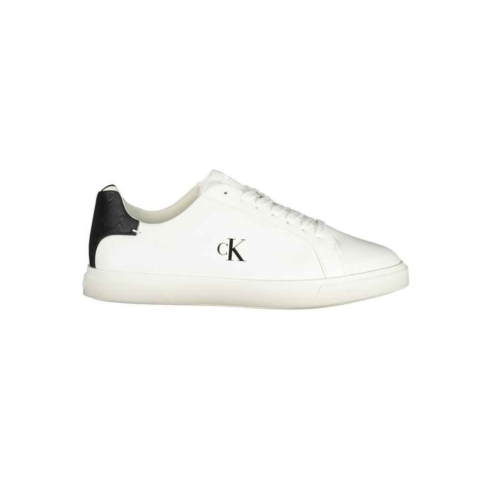 Calvin Klein White Polyester Sneaker with Contrasting Details
