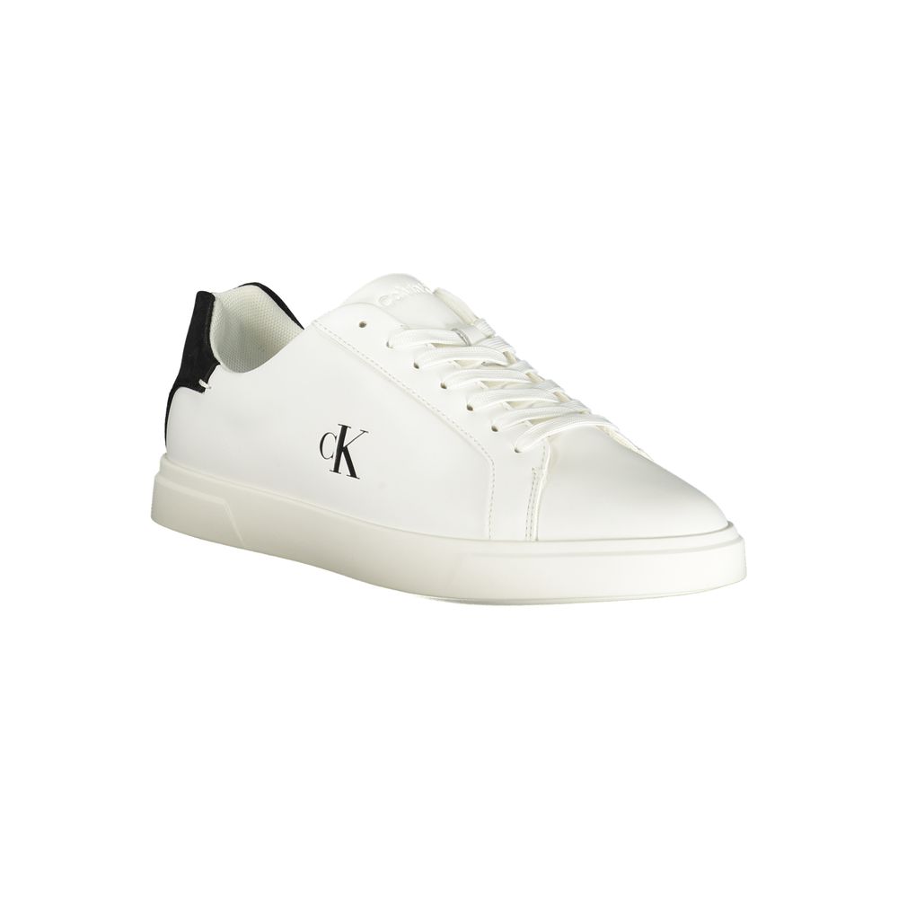 Calvin Klein White Polyester Sneaker with Contrasting Details