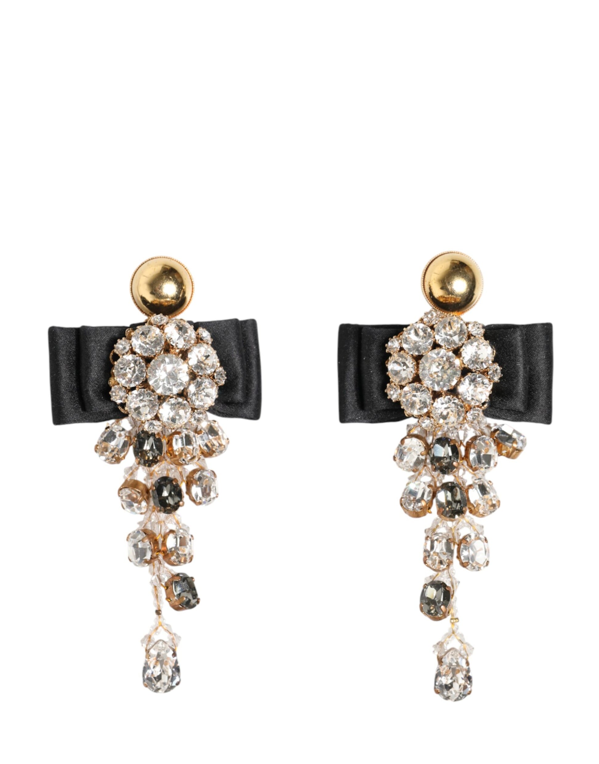 Dolce & Gabbana Crystal Chandelier Satin Bow Clip-On Earrings