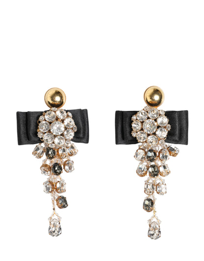 Dolce & Gabbana Crystal Chandelier Satin Bow Clip-On Earrings