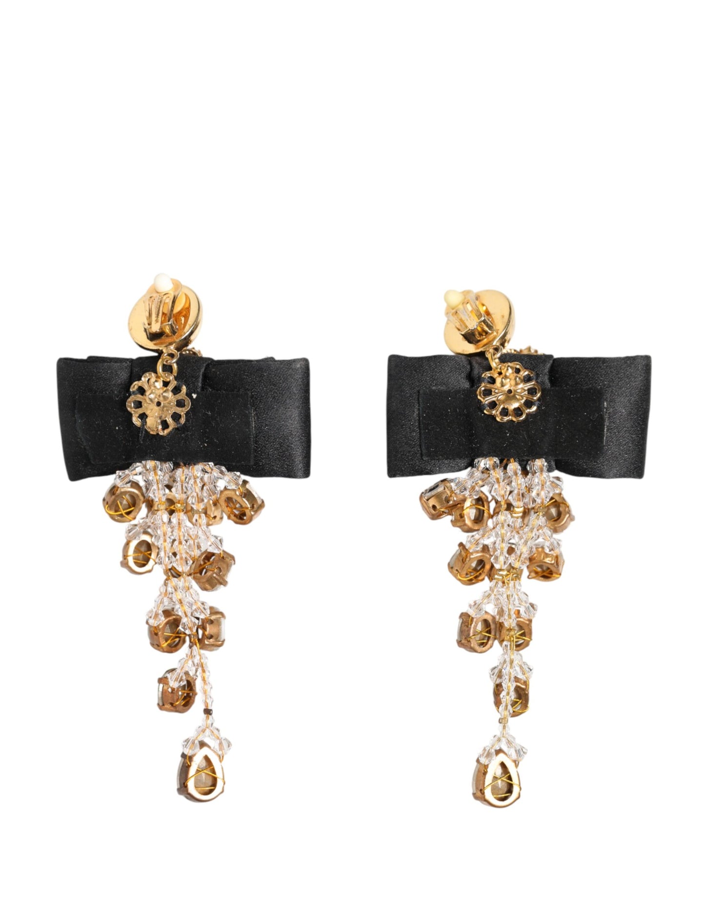 Dolce & Gabbana Crystal Chandelier Satin Bow Clip-On Earrings
