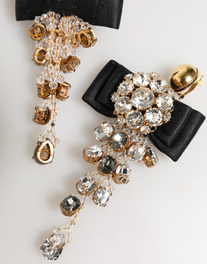 Dolce & Gabbana Crystal Chandelier Satin Bow Clip-On Earrings