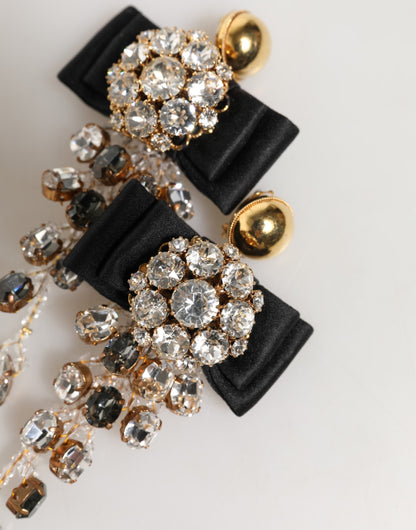 Dolce & Gabbana Crystal Chandelier Satin Bow Clip-On Earrings