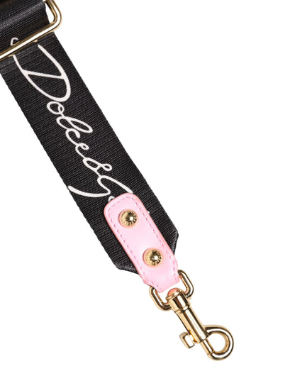Dolce & Gabbana Black Pink Canvas Heart Logo Shoulder Strap