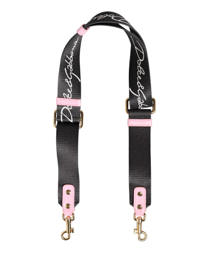 Dolce & Gabbana Black Pink Canvas Heart Logo Shoulder Strap