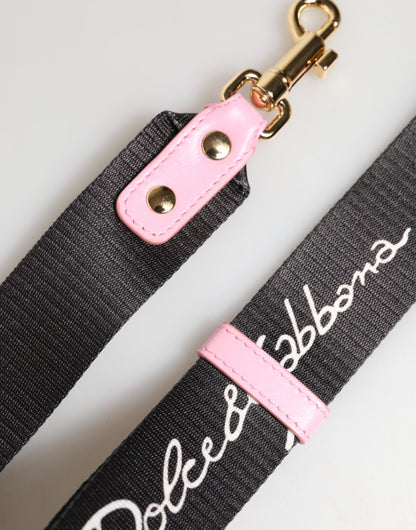Dolce & Gabbana Black Pink Canvas Heart Logo Shoulder Strap