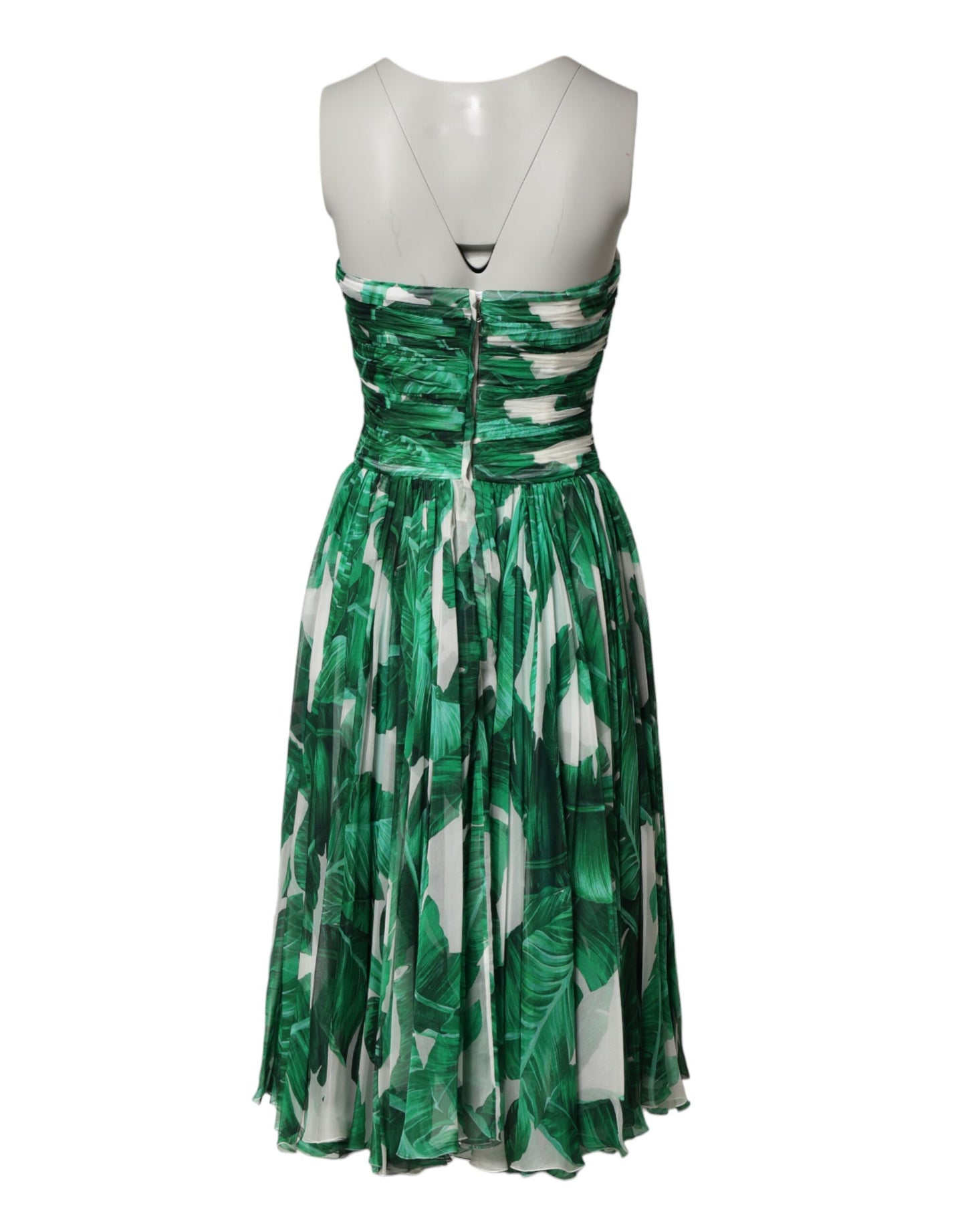 Dolce & Gabbana Green Pineapple Embellished Banana Leaf Dress