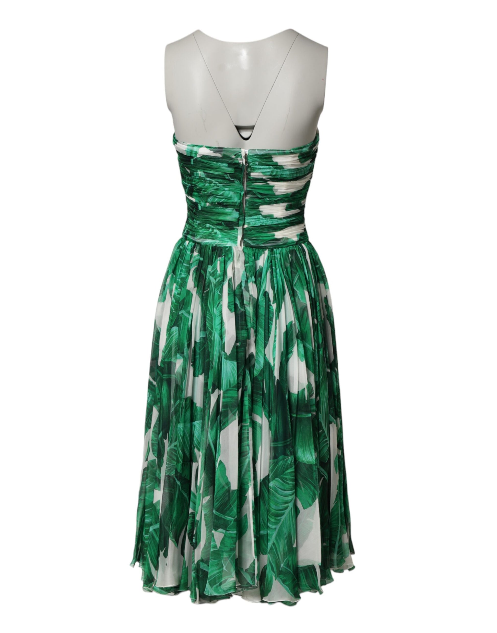 Dolce & Gabbana Green Pineapple Embellished Banana Leaf Dress