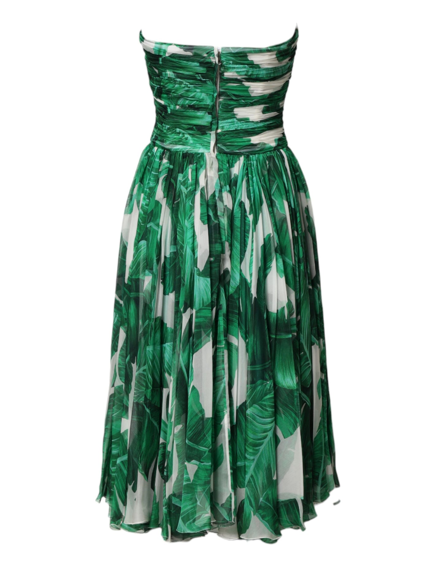Dolce & Gabbana Green Pineapple Embellished Banana Leaf Dress