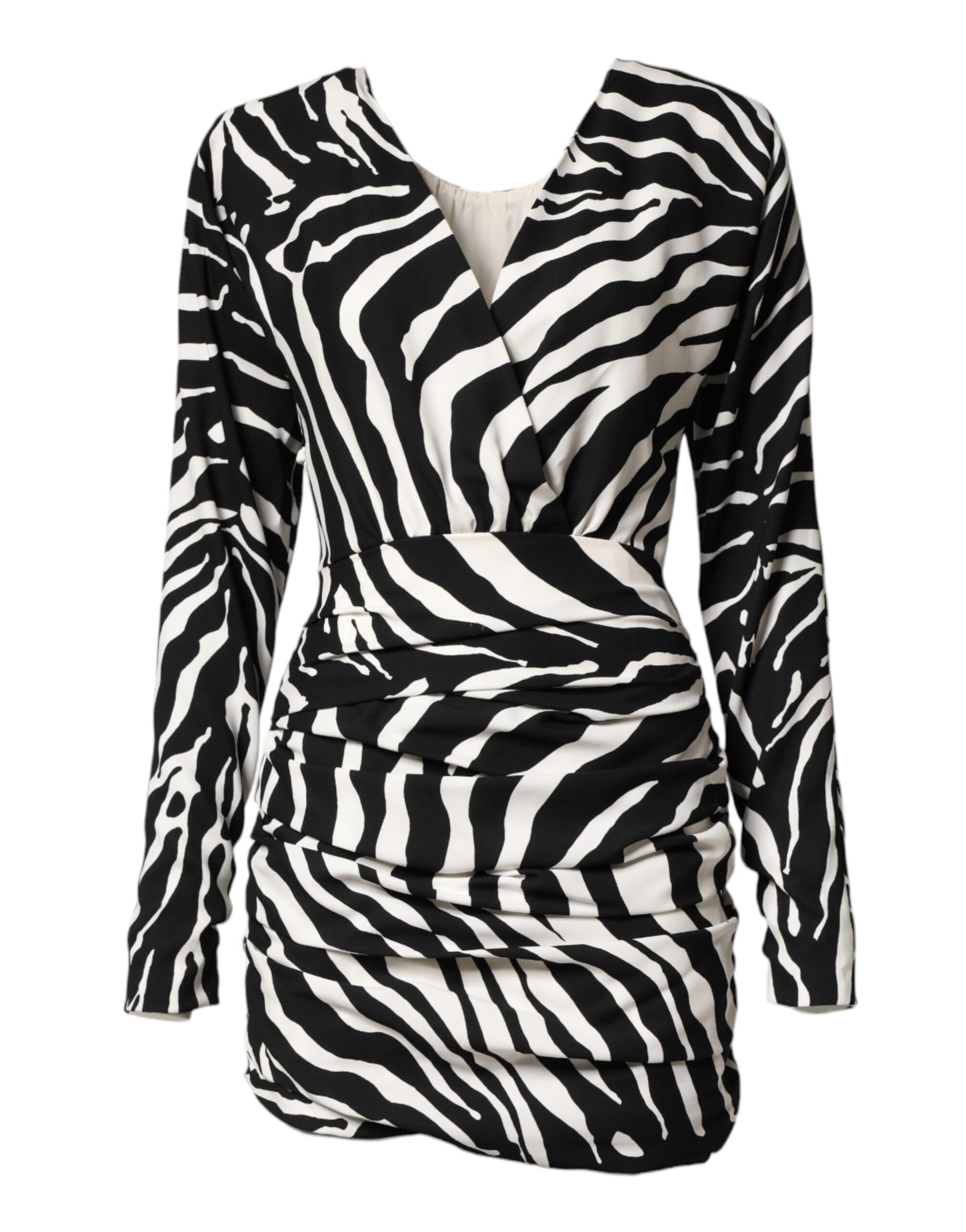 Dolce & Gabbana Black White Zebra Silk Sheath Mini Dress