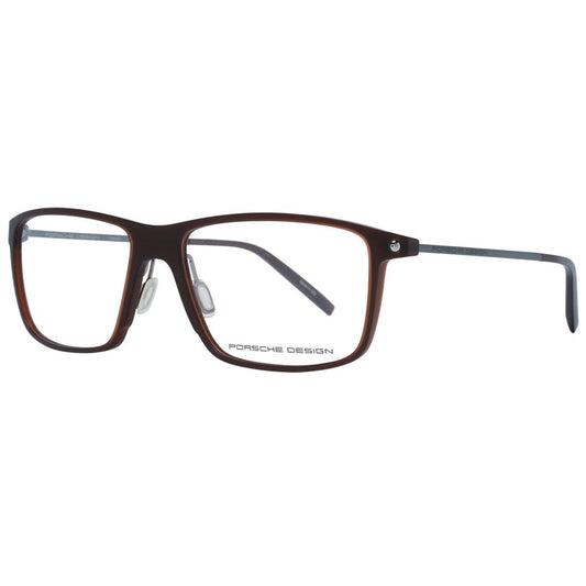 Porsche Design Men's Rectangular Acetate Frames P8336 | Translucent Brown & Gunmetal | 56-16-145mm