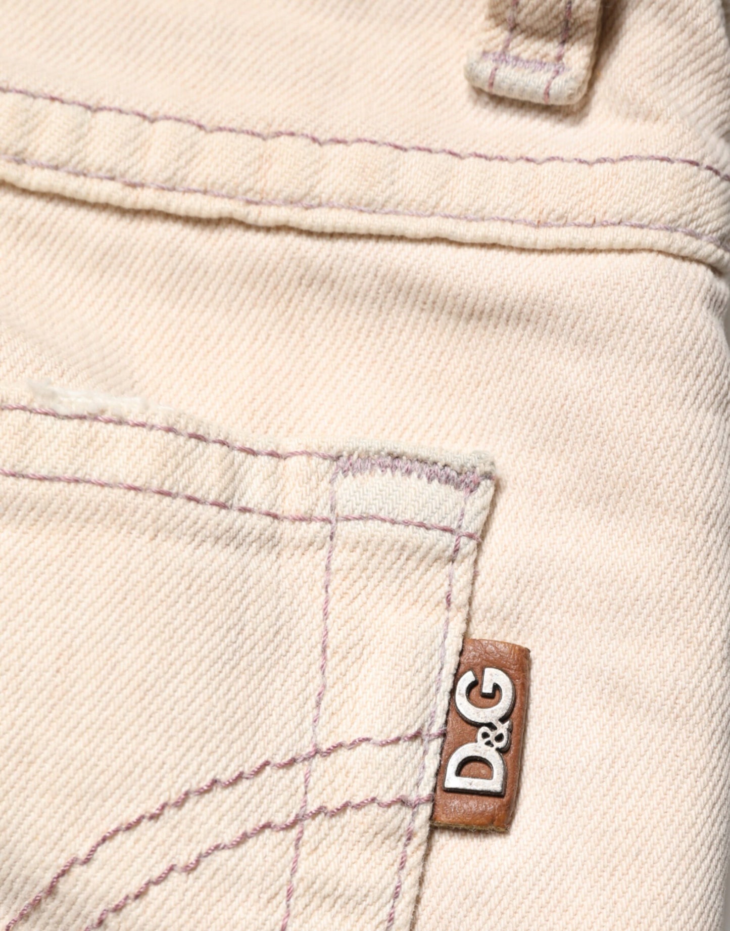 Dolce & Gabbana Beige Low Waist Cotton Slim Fit Denim Trousers