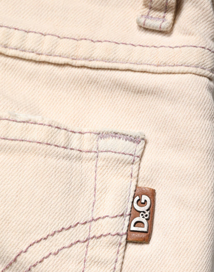Dolce & Gabbana Beige Low Waist Cotton Slim Fit Denim Trousers