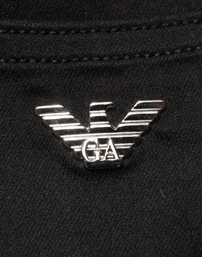 Armani Jeans Black Mid Waist Cotton Stretch Skinny Denim Jeans