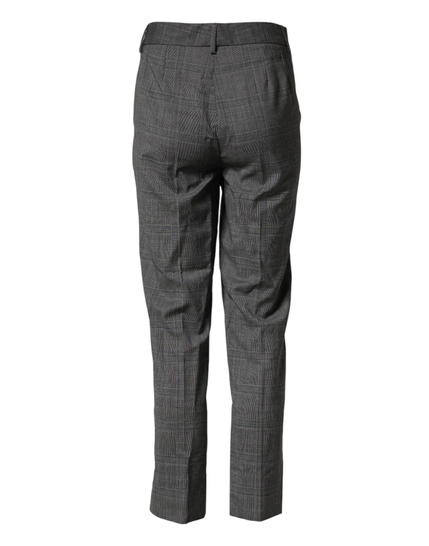 Dolce & Gabbana Dark Gray Check Tartan Virgin Wool Dress Pants
