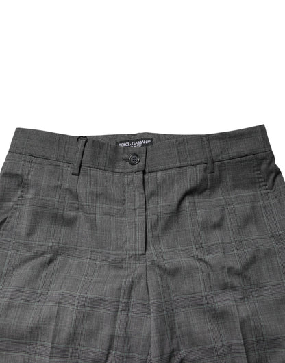Dolce & Gabbana Dark Gray Check Tartan Virgin Wool Dress Pants