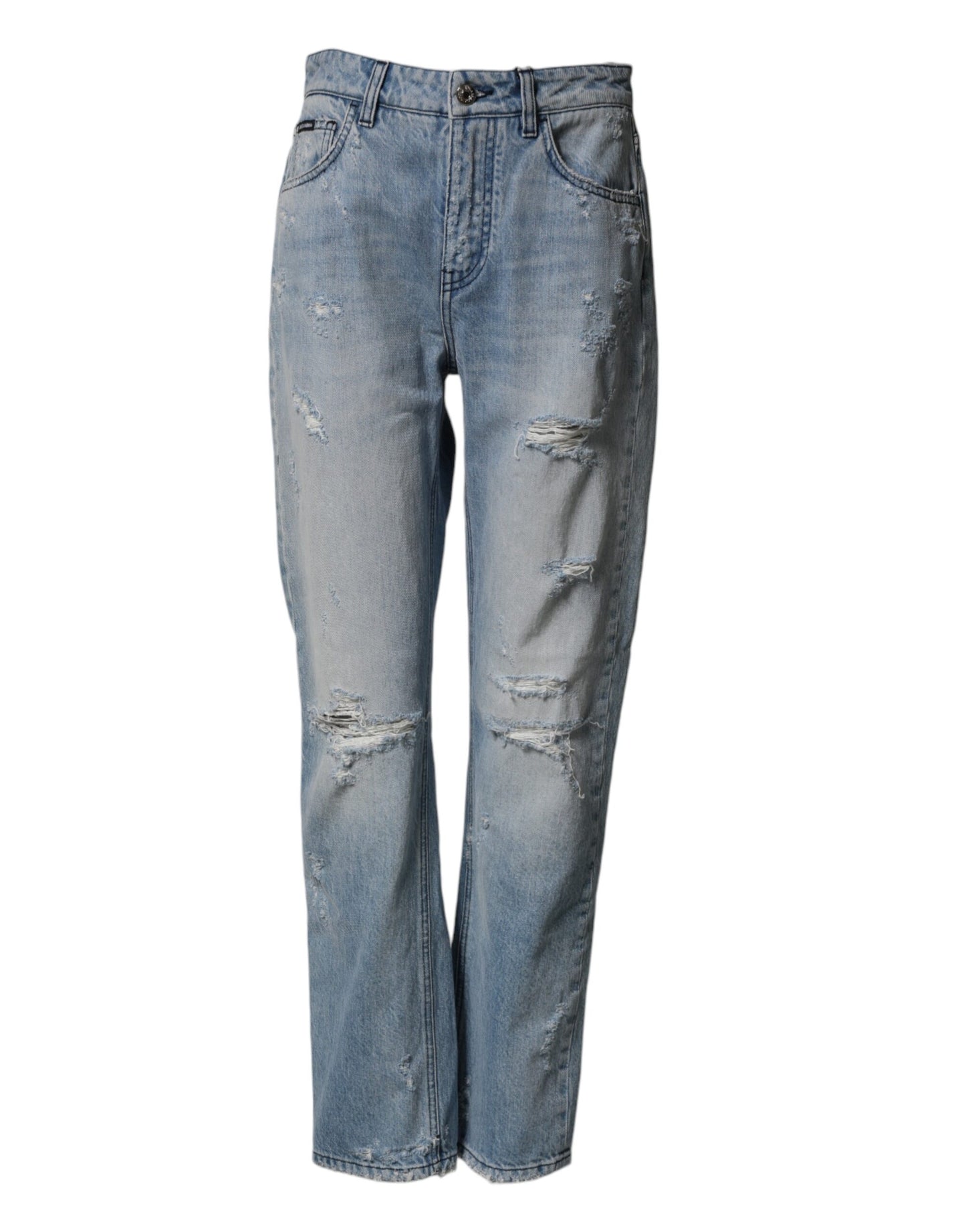 Dolce & Gabbana Light Blue Ripped Washed Boyfriend Denim Jeans